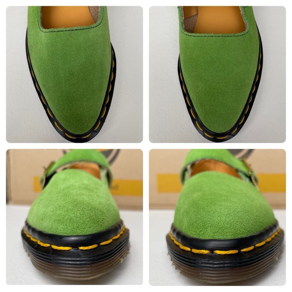 Vintage Dr. Martens England Green Suede Leather Point Toe Strap Mary Janes UK 4 - Picture 8 of 15